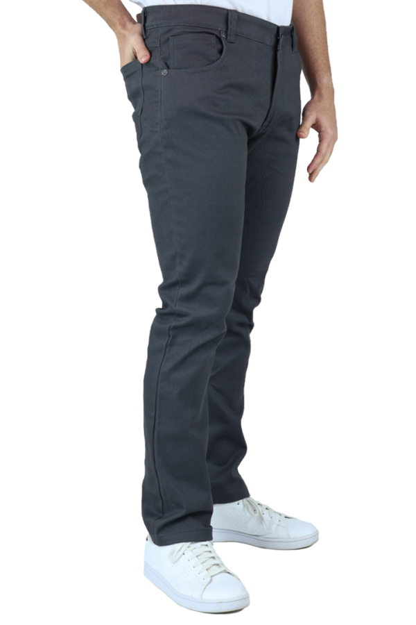 Pantalón Color Gris De Corte Slim Fit Gabardina Algodón Para Hombre